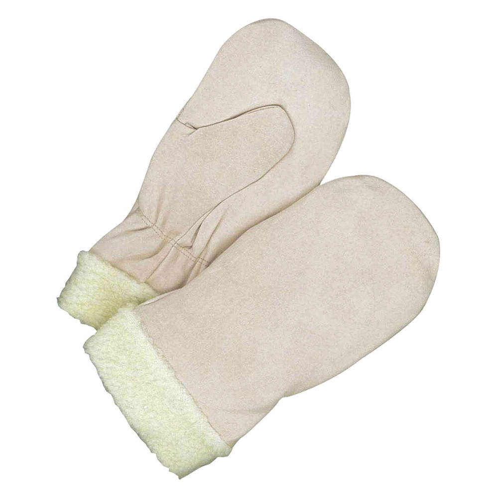 Pile Lined Cowhide Grain Leather Mitts